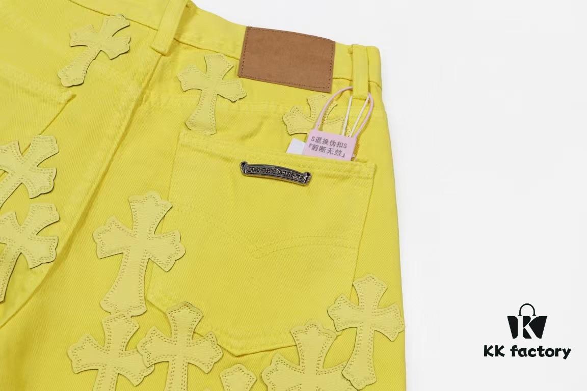 6931a3ecccd8ab3d7af982f4 Chrome Hearts CH New York Limited Yellow Dopamine Denim Jeans Unisex Streetwear
