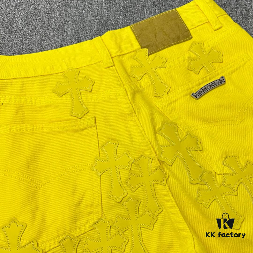 6931a3edccd8ab3d7af982fb Chrome Hearts CH New York Limited Edition Yellow Dopamine Denim Jeans Unisex Streetwear