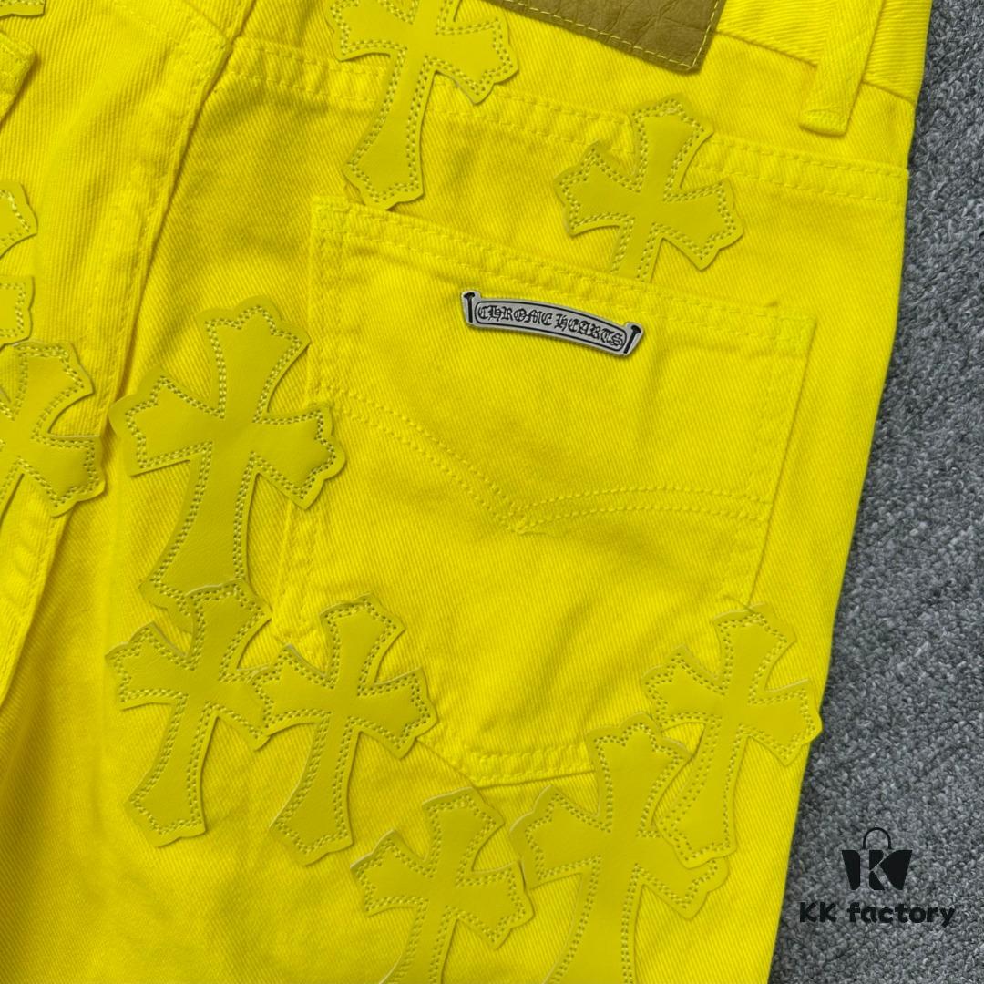 6931a3edccd8ab3d7af982fc Chrome Hearts CH New York Limited Edition Yellow Dopamine Denim Jeans Unisex Streetwear