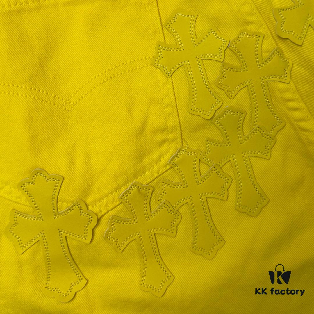 6931a3edccd8ab3d7af982fd Chrome Hearts CH New York Limited Edition Yellow Dopamine Denim Jeans Unisex Streetwear