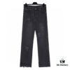 6931a3edccd8ab3d7af98300 Chrome Heart Cross-stitched Denim Jeans with Laser-cut Calfskin Cross, Distressed Silver Hardware, Straight Fit, Premium Washed Craftsmanship