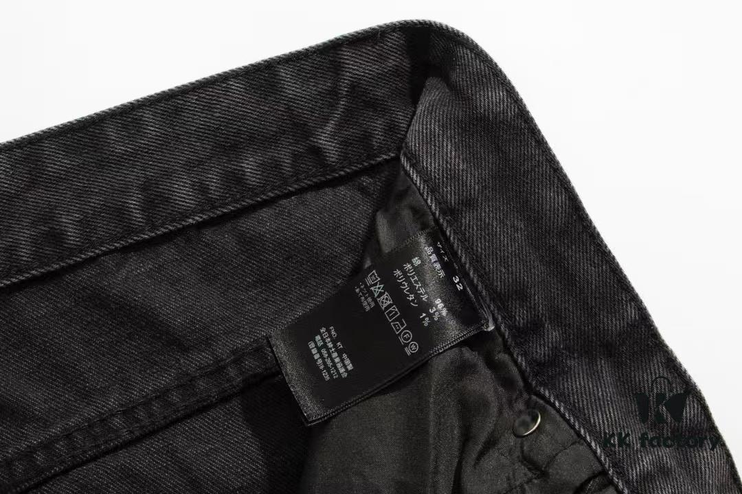 6931a3edccd8ab3d7af98304 Chrome Heart Cross-stitched Denim Jeans with Laser-cut Calfskin Cross, Distressed Silver Hardware, Straight Fit, Premium Washed Craftsmanship