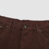 Chroe Hets CH Cross Brown Patchwork Leather White Leopard Print Applique Denim Pants KL013
