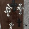 Chroe Hets CH Crocodile Leather Patch Cross White Leopard Print Denim Pants KL013