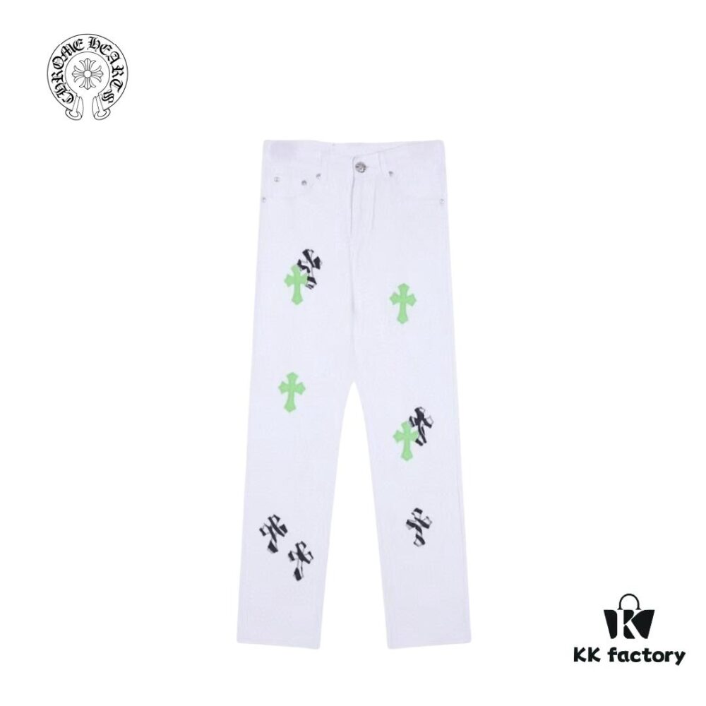 6931a3efccd8ab3d7af9831f Chrome Hearts & Cult Heart 24SS London Limited Edition Green Horsehair Denim Jeans - Style #Y020