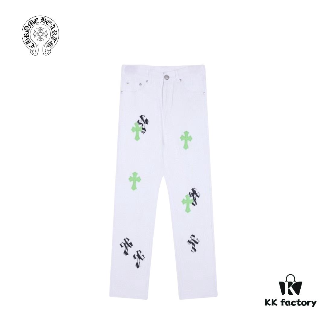Chrome Hearts & Cult Heart 24SS London Limited Edition Green Horsehair Denim Jeans - Style #Y020