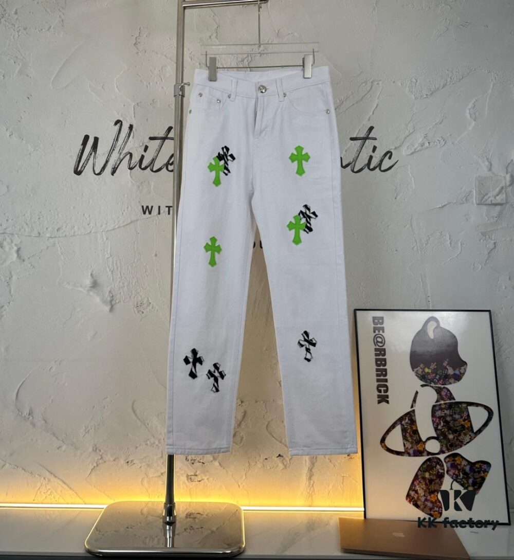 6931a3efccd8ab3d7af98328 Chrome Hearts & Croce 24SS London Limited Horse Hair Green Denim Pants - #Y020