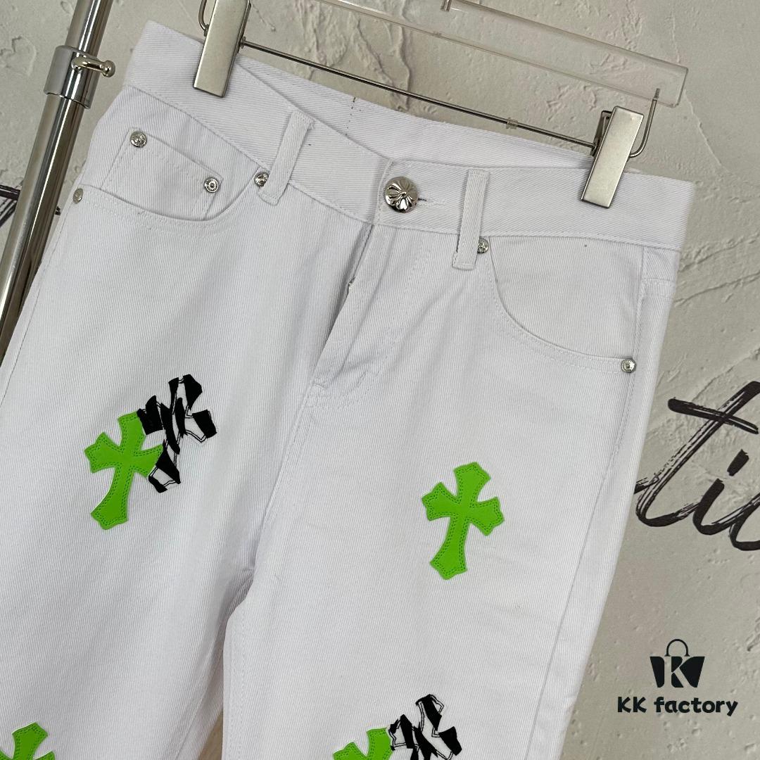 6931a3efccd8ab3d7af9832a Chrome Hearts & Croce 24SS London Limited Horse Hair Green Denim Pants - #Y020