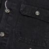 6931a3f0ccd8ab3d7af98335 Chrome Hearts White Leather Cross Patch Black Denim Shirt Jacket KL022