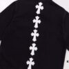 6931a3f0ccd8ab3d7af98337 Chrome Hearts White Leather Cross Patch Black Denim Shirt Jacket KL022