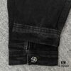 Chrome Hearts White Leather Cross Embroidered Black Denim Shirt Jacket
