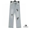 6931a3f1ccd8ab3d7af98344 Chrome Heart Cross Patch Leather Denim Jeans KL012