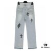 6931a3f1ccd8ab3d7af98345 Chrome Heart Cross Patch Leather Denim Jeans KL012