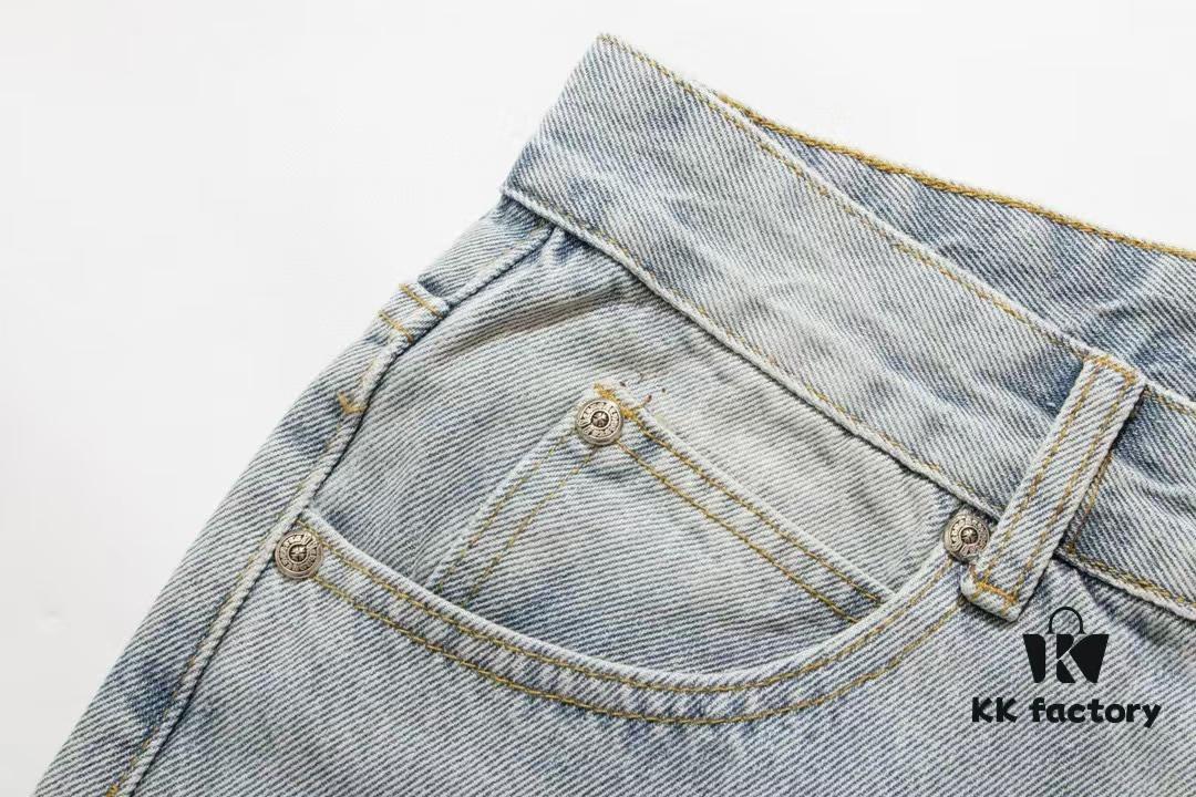 6931a3f1ccd8ab3d7af98346 Chrome Heart Cross Patch Leather Denim Jeans KL012