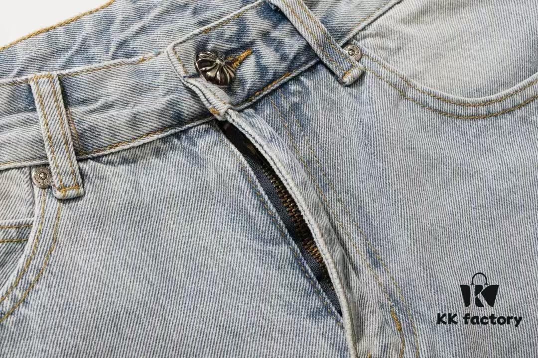 6931a3f1ccd8ab3d7af98347 Chrome Heart Cross Patch Leather Denim Jeans KL012