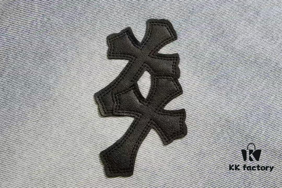6931a3f1ccd8ab3d7af98349 Chrome Heart Cross Patch Leather Denim Jeans KL012