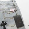 6931a3f1ccd8ab3d7af9834b Chrome Heart Cross Patch Leather Denim Jeans KL012