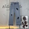 6931a3f1ccd8ab3d7af9834c Chrome Heart Cross Patch Leather Jeans KL012