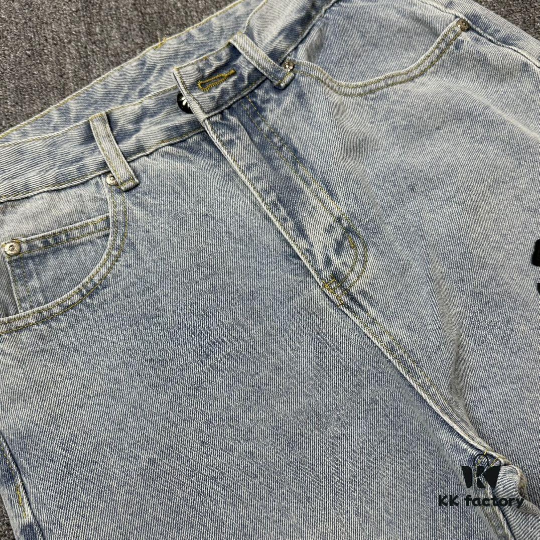 6931a3f1ccd8ab3d7af9834e Chrome Heart Cross Patch Leather Jeans KL012