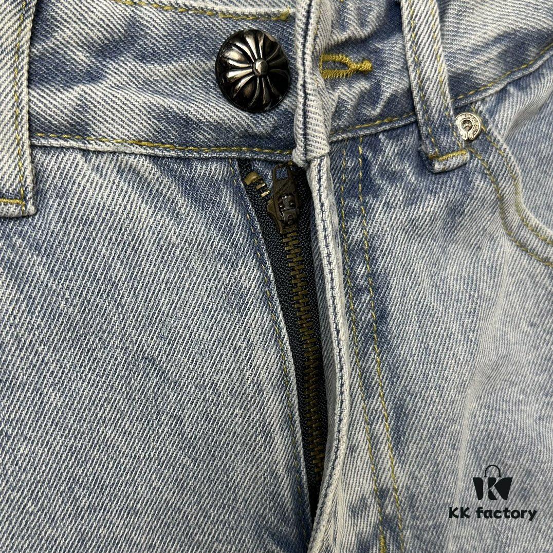 6931a3f1ccd8ab3d7af98350 Chrome Heart Cross Patch Leather Jeans KL012