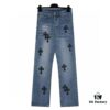 6931a3f2ccd8ab3d7af98355 Chrome Hearts CH Kl005 Heavy Washed Destroyed Denim Jeans in Black