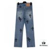 6931a3f2ccd8ab3d7af98356 Chrome Hearts CH Kl005 Heavy Washed Destroyed Denim Jeans in Black
