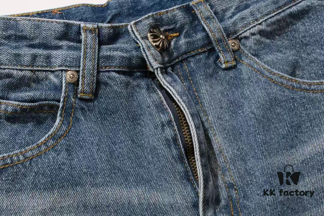 6931a3f2ccd8ab3d7af98358 Chrome Hearts CH Kl005 Heavy Washed Destroyed Denim Jeans in Black