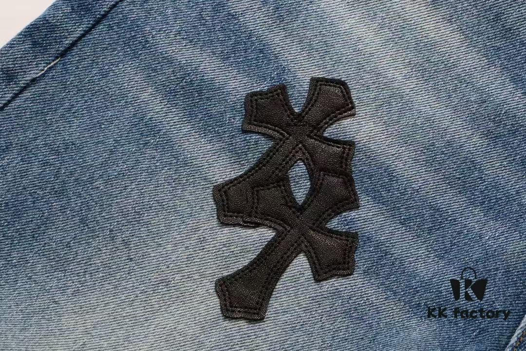 6931a3f2ccd8ab3d7af98359 Chrome Hearts CH Kl005 Heavy Washed Destroyed Denim Jeans in Black
