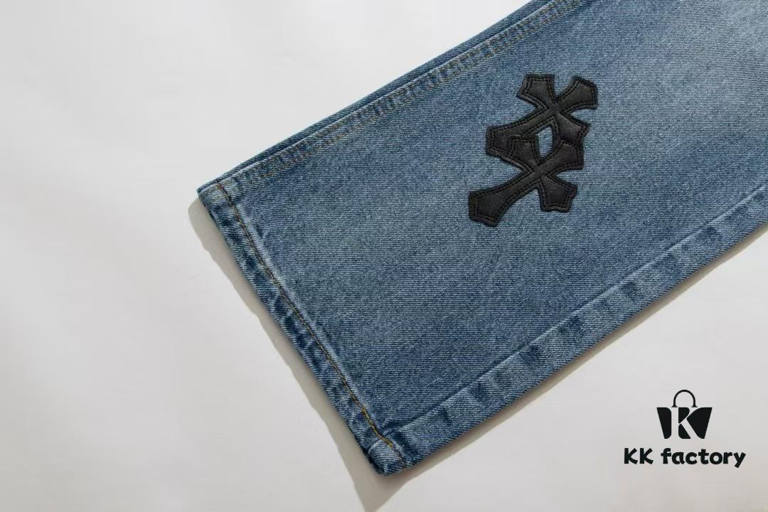 6931a3f2ccd8ab3d7af9835a Chrome Hearts CH Kl005 Heavy Washed Destroyed Denim Jeans in Black