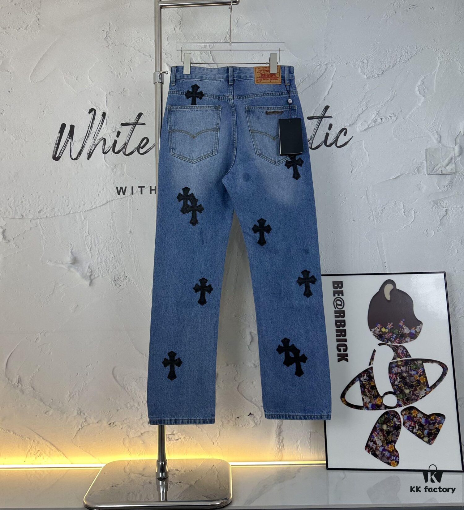 6931a3f2ccd8ab3d7af9835d Chrome Hearts CH Kl005 Heavy Washed Destroyed Premium Denim Jeans in Black