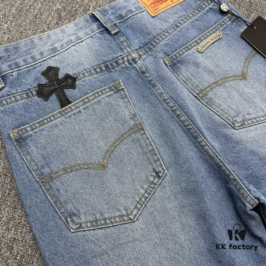 6931a3f2ccd8ab3d7af9835f Chrome Hearts CH Kl005 Heavy Washed Destroyed Premium Denim Jeans in Black