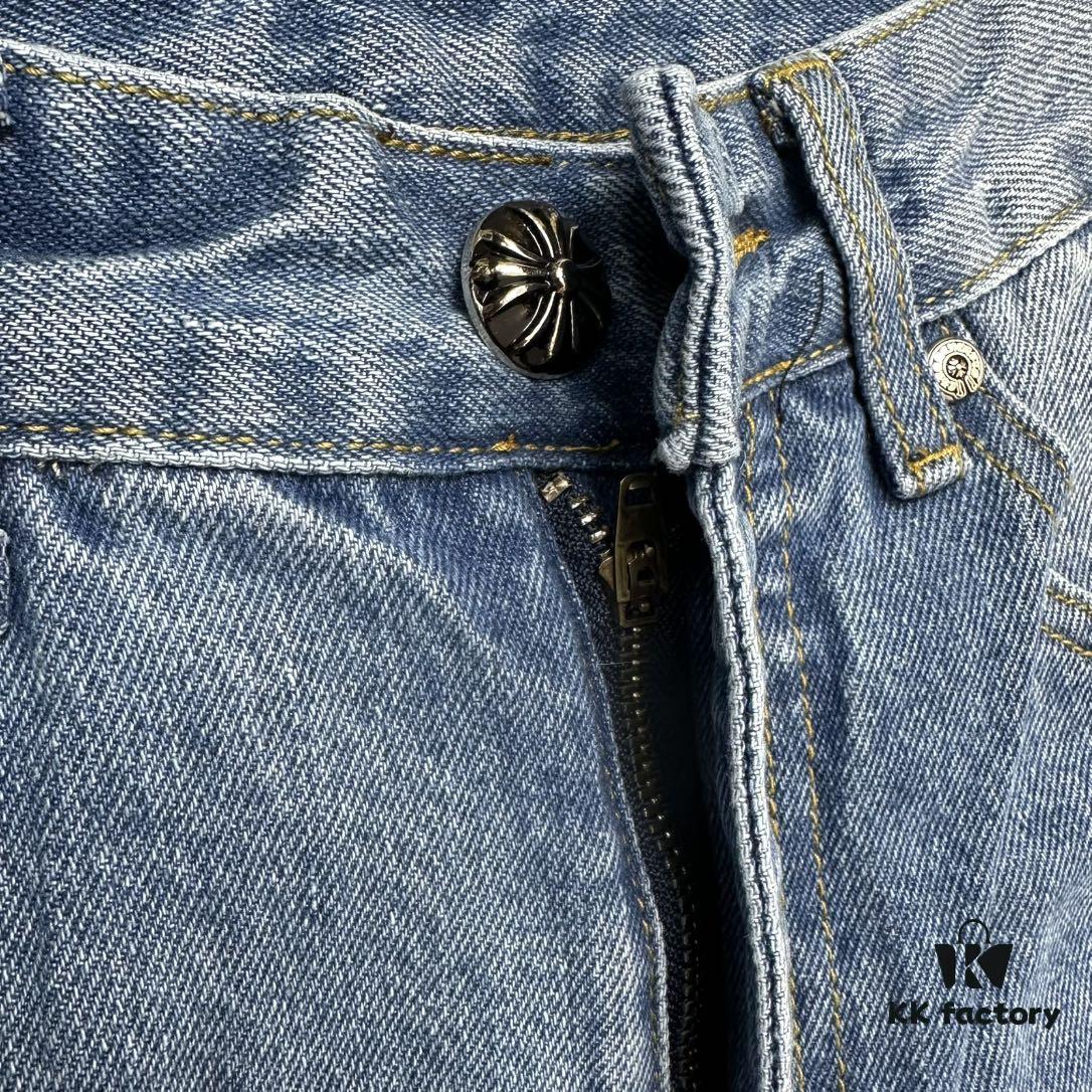 6931a3f2ccd8ab3d7af98360 Chrome Hearts CH Kl005 Heavy Washed Destroyed Premium Denim Jeans in Black