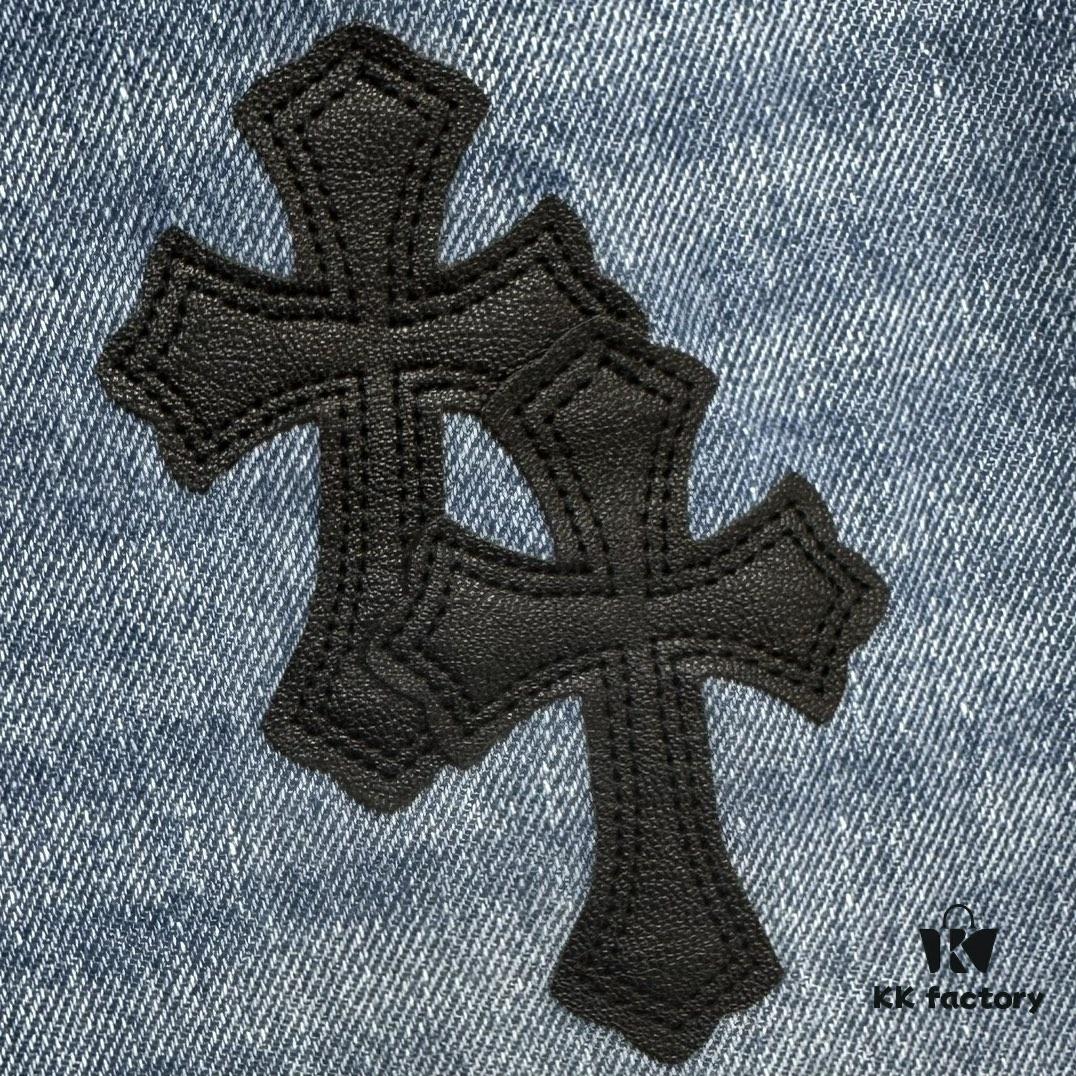 6931a3f2ccd8ab3d7af98361 Chrome Hearts CH Kl005 Heavy Washed Destroyed Premium Denim Jeans in Black