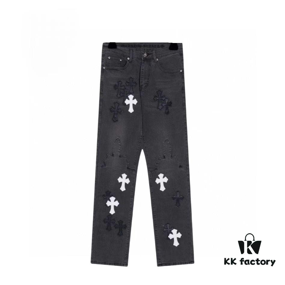 6931a3f4ccd8ab3d7af9837f Chrome Hearts|Chrome Hearts 24SS VIP Custom Black and White Patch Denim Pants