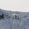 6931a3f6ccd8ab3d7af983a1 Chrome Heart | KL008 Crocodile Heart Heavy Craft Maraming Horsehair Patchwork Flared Denim Jeans