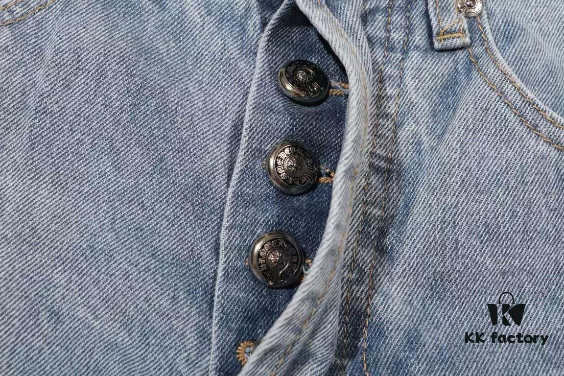 6931a3f6ccd8ab3d7af983a2 Chrome Heart | KL008 Crocodile Heart Heavy Craft Maraming Horsehair Patchwork Flared Denim Jeans