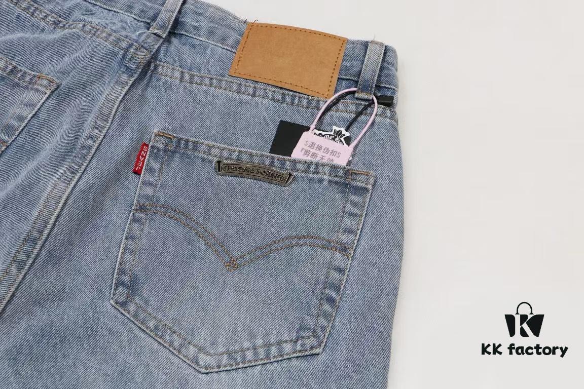 6931a3f6ccd8ab3d7af983a4 Chrome Heart | KL008 Crocodile Heart Heavy Craft Maraming Horsehair Patchwork Flared Denim Jeans