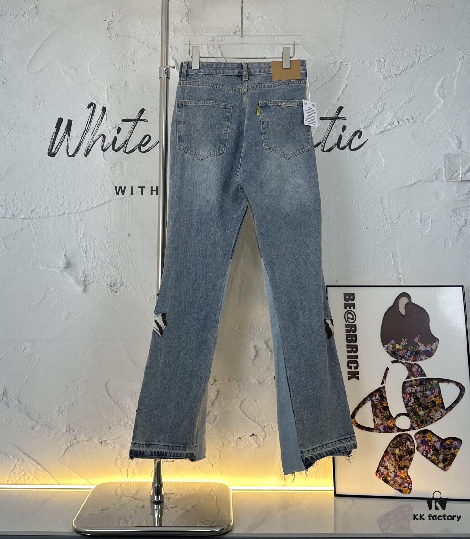6931a3f6ccd8ab3d7af983a6 Chrome Heart | KL008 Heavy Craft Mule Hair and Patchwork Flared Denim Jeans