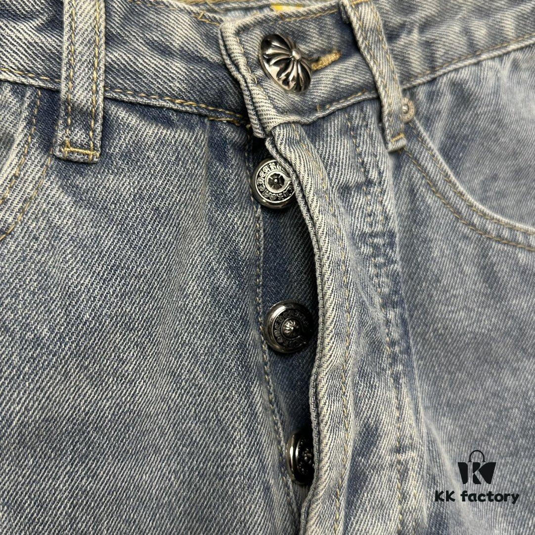6931a3f6ccd8ab3d7af983a7 Chrome Heart | KL008 Heavy Craft Mule Hair and Patchwork Flared Denim Jeans