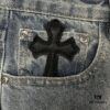 6931a3f6ccd8ab3d7af983a8 Chrome Heart | KL008 Heavy Craft Mule Hair and Patchwork Flared Denim Jeans
