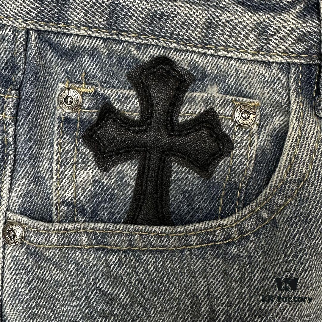 6931a3f6ccd8ab3d7af983a8 Chrome Heart | KL008 Heavy Craft Mule Hair and Patchwork Flared Denim Jeans