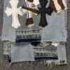 6931a3f6ccd8ab3d7af983ac Chrome Heart | KL008 Heavy Craft Mule Hair and Patchwork Flared Denim Jeans