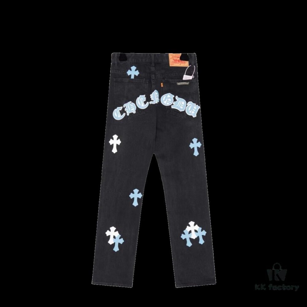 6931a3f6ccd8ab3d7af983ae Chrome Hearts & CH Chengdu Limited Edition Denim Jeans with Black and White Panda-Inspired Design, Lamb Leather Cross Patch, Unisex Stylish Fit