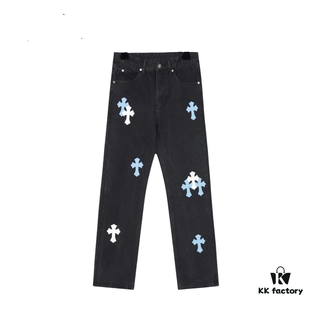 6931a3f6ccd8ab3d7af983af Chrome Hearts & CH Chengdu Limited Edition Denim Jeans with Black and White Panda-Inspired Design, Lamb Leather Cross Patch, Unisex Stylish Fit