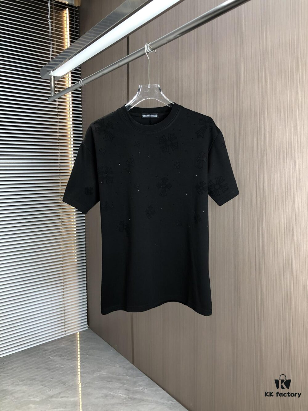 6931a3f7ccd8ab3d7af983be Kelo 2025 Spring Summer New Arrival Round Neck Short Sleeve T-Shirt with Laser Burnout Pattern and Full Rhinestones, 320g Heavyweight Double-Yarn Combed Cotton Fabric, Slightly Loose Unisex Fit