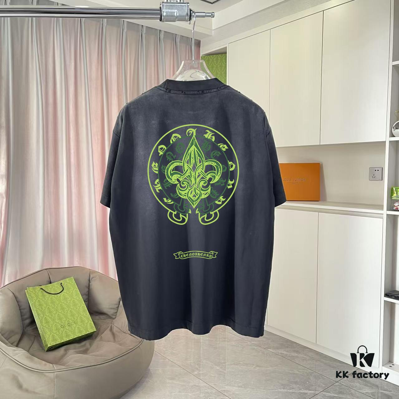 6931a3f8ccd8ab3d7af983d6 CH Crochet 2025 Summer New Arrival Distressed Washed Ripped Monkey Spray Buddha Cross Print Short Sleeve T-Shirt Custom 320g Fabric Unisex