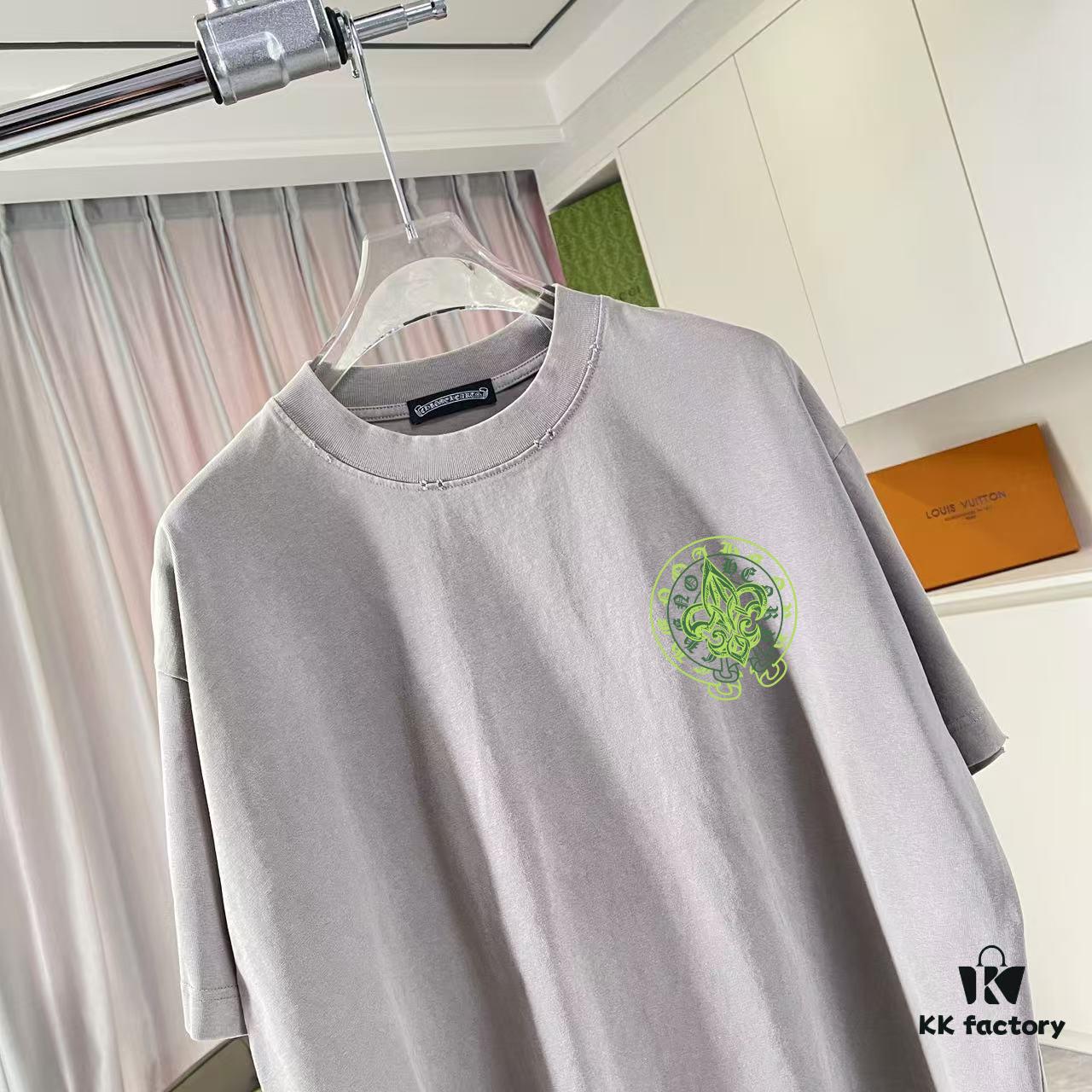 6931a3faccd8ab3d7af983ea CH Cro 2025 Summer New Arrival Washed Distressed Ripped Monkey Spray Buddhist Scripture Cross Print Short Sleeve T-Shirt Custom 320g Fabric Unisex