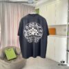 6931a3faccd8ab3d7af983f3 CH Cro* 2025 Summer New Arrival Distressed Washed Ripped Monkey Spray Buddhist Scripture Cross Print Short Sleeve T-Shirt Custom 320g Fabric Unisex