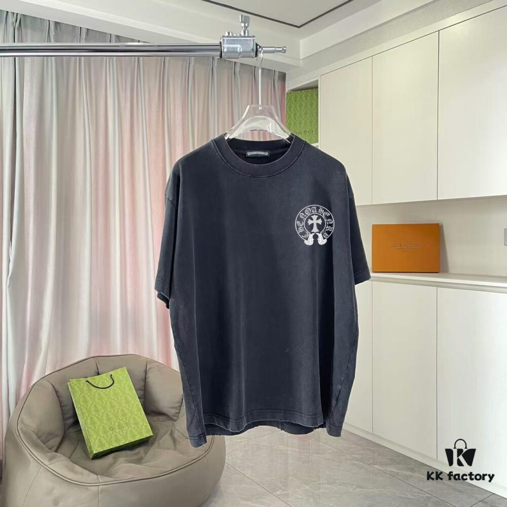 6931a3fbccd8ab3d7af983f8 CH Crochet * 2025 Summer New Arrival Distressed Washed Short Sleeve T-Shirt with Monkey Spray and Sanskrit Cross Print Unisex Custom 320g Fabric