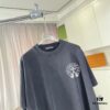 CH Crochet * 2025 Summer New Arrival Distressed Washed Short Sleeve T-Shirt with Monkey Spray and Sanskrit Cross Print Unisex Custom 320g Fabric